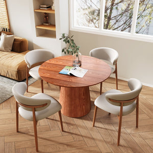 English Elm 39" Round Walnut Solid Wood Dining Table for 2-4, Eco-Friendly Rubberwood Top, Durable Stable Design T3833S00039