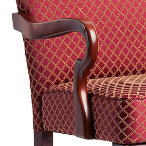 English Elm DeLaney Hardwood Gooseneck Arm Chair with Jacquard Diamond Fabric, High Back Comfort & Durable Build Red B050P229956