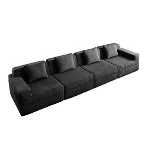 English Elm Modular 4-Seat Boneless Sofa – Cloud Sectional Couch In Black Corduroy For Ultimate Comfort & Style W3041S00327