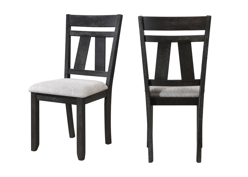English Elm Cottage Transitional Dining Side Chair Set of 2 – Upholstered Wheat Seat, Charcoal Wood Finish, 39"H B011P290536