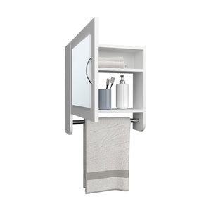 English Elm BOTIQ Sleek Mirror Medicine Cabinet with Towel Rack and Two Interior Shelves for Bath & Kitchen White 20.3 L x 18.4 W x 2.4 H B200P240244