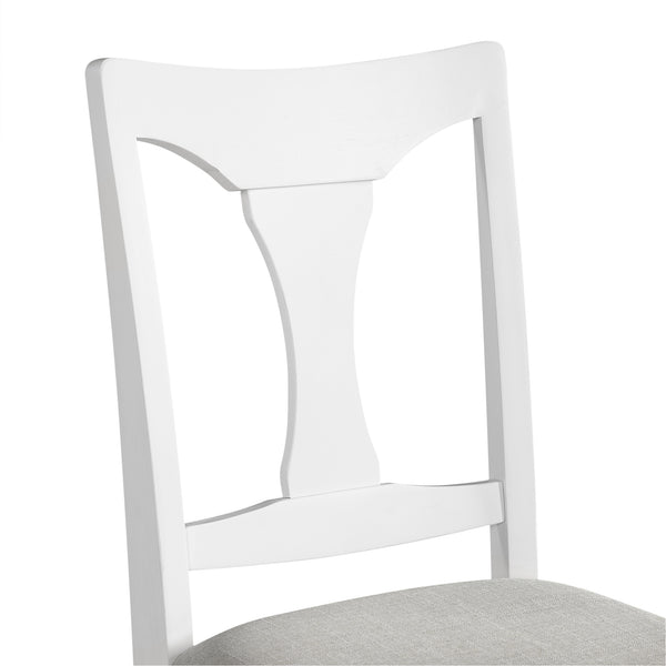 English Elm 7-Piece Extendable Dining Set with Removable Leaf and 6 Upholstered Chairs, Solid Rubberwood Legs, Seats 6 Natural+White N752S000030K