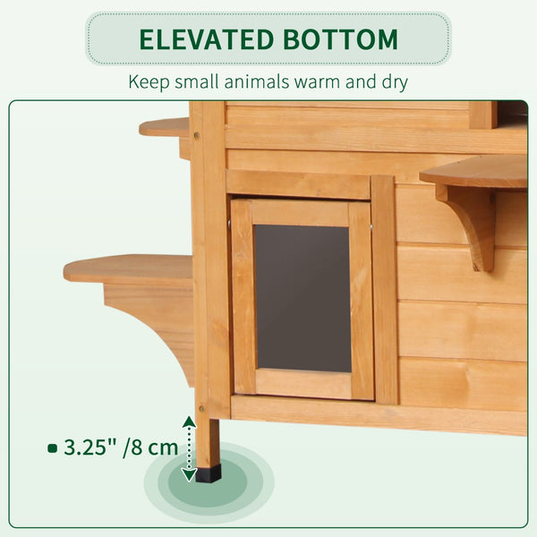 English Elm Pawhut Weatherproof 2-Story Cat House With Jumping Platforms, Escape Door & Openable Roof For Cats W2225P217567-GIGA