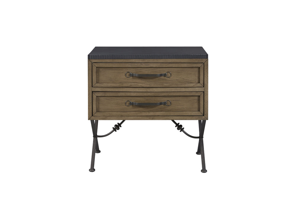English Elm 2 Drawer Nightstand Warm Almond Finish Cedar Felt Lined Usb Charging Bedroom B2699P439936