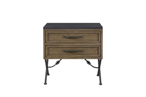 English Elm 2 Drawer Nightstand Warm Almond Finish Cedar Felt Lined Usb Charging Bedroom B2699P439936