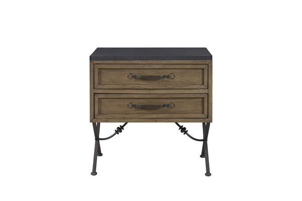 English Elm 2 Drawer Nightstand Warm Almond Finish Cedar Felt Lined Usb Charging Bedroom B2699P439936