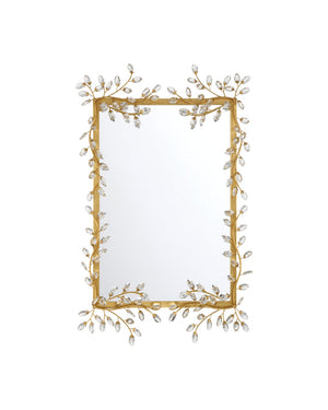 Currey & Company Forget-me-not Rectangular Mirror - Elegant Crystal-embellished Frame With Luxurious Beveled Edge Design Gold Crystal ,Metal ,Glass 1000-0161-currey-company