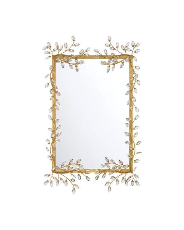 Currey & Company Forget-me-not Rectangular Mirror - Elegant Crystal-embellished Frame With Luxurious Beveled Edge Design Gold Crystal ,Metal ,Glass 1000-0161-currey-company