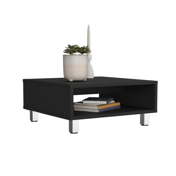 English Elm Coffee Modern engineered wood coffee table with one shelf, sturdy legs, compact storage solution, eco-friendly compliant Black 28.35 L x 25.2 W x 2.76 H B097P250873