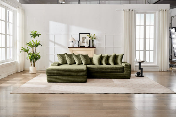English Elm Convertible Floor Sofa Bed – Ultra-Soft Corduroy, Space-Saving Design For Small Apartments & Lounges W2915S00074