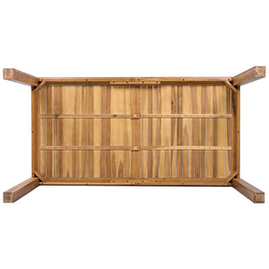English Elm Topmax Solid Acacia Outdoor Dining Table Slatted Wood Top Seats Six Patio Garden N717P374325N