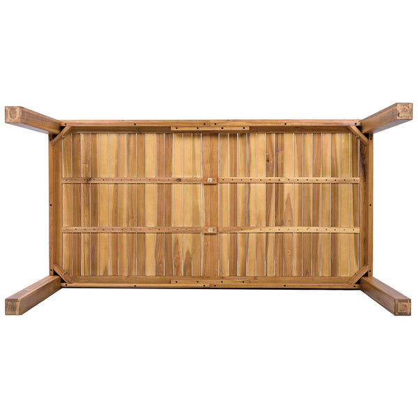 English Elm Topmax Solid Acacia Outdoor Dining Table Slatted Wood Top Seats Six Patio Garden N717P374325N