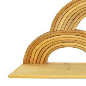 English Elm Dadi Sculptural Three Tier Semicircle Wood Wall Shelf Warm Brown Organic Display B056P416897