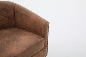 English Elm chair Quilted Diamond-Back Accent Chair with Nailhead Trim, Soft Tactile Upholstery & Solid Wood Legs Coffee W3515P326997