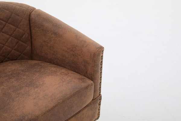 English Elm chair Quilted Diamond-Back Accent Chair with Nailhead Trim, Soft Tactile Upholstery & Solid Wood Legs Coffee W3515P326997
