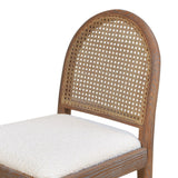 English Elm Panama 26.5" Curved Back Cane Rattan Counter Stool, Set Of 2, Ivory White Boucle