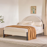 Queen Metal and Upholstered Bed with Arched Headboard Oatmeal GASB5COM Walker Edison