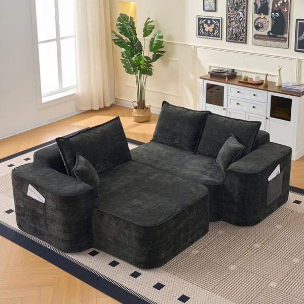 English Elm L Shaped Chenille Sectional with Deep Seats Modular Cloud Sofa for Living Room W3163S00104