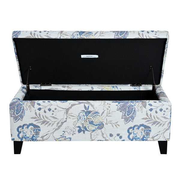 English Elm Luxury Floral Upholstered Storage Ottoman Soft Close Hinged Footrest for Any Room N767P397103B