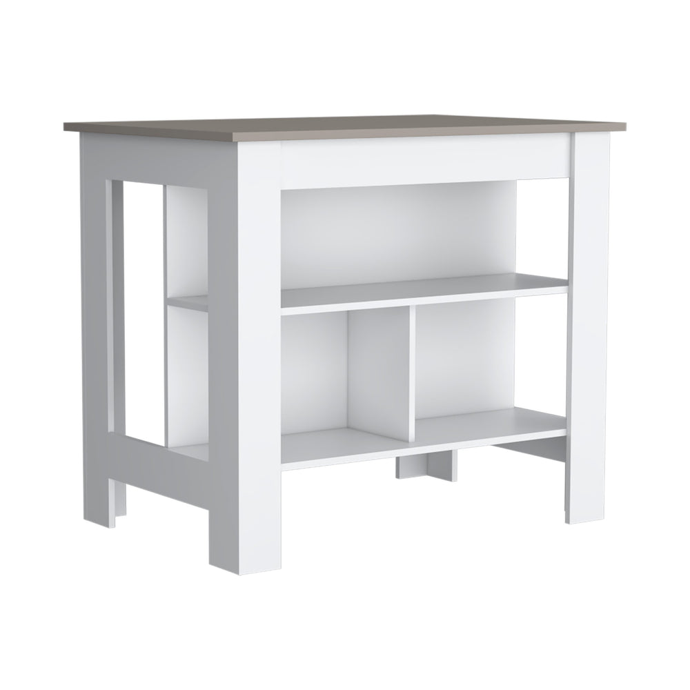 English Elm Cortes Kitchen Island With 2-Tier Design, Spacious 40" Worktop & Reversible Shelving For Versatility B200P235840