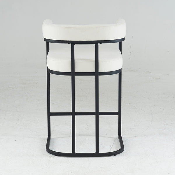 English Elm Modern Chenille Counter Stools Set of 2 — Upholstered Ergonomic Bar Chairs with Metal Frame & Armrests for Kitchen Island White W1901P264276