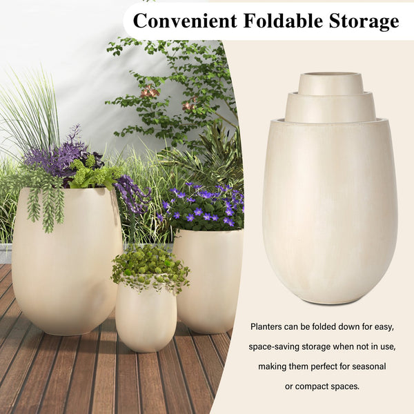 English Elm U_style Mgo Round Planter Set of Three Graduated Sizes for Patio and Indoor Decor N711P406658A