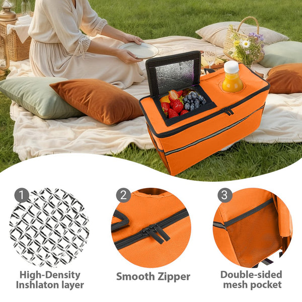 English Elm 3-in-1 Folding Wagon with Convertible Bench Seat Steel Frame 500lb All Terrain Orange W2932P390465