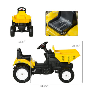 English Elm Aosom Kids Pedal Excavator Toy with Scooping Bucket and Rear Hitch for Ages 3 to 6 W2225P217061