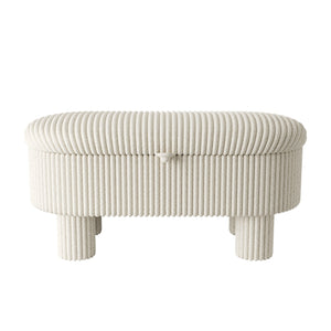 English Elm Modern Corduroy Upholstered Storage Bench with Lift Top Lid for Bedroom Entryway Beige N719P305624A