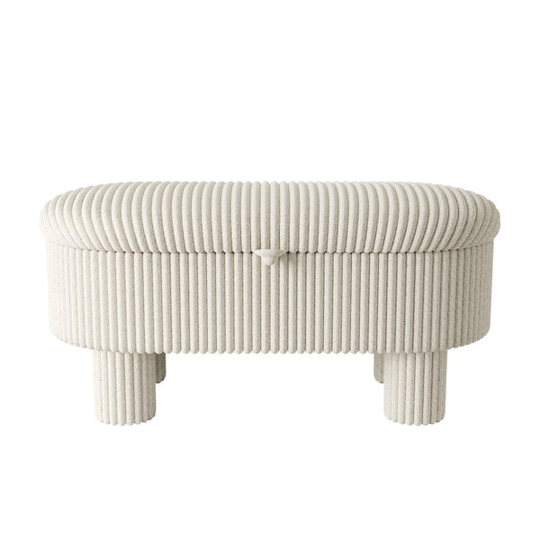 English Elm Modern Corduroy Upholstered Storage Bench with Lift Top Lid for Bedroom Entryway Beige N719P305624A