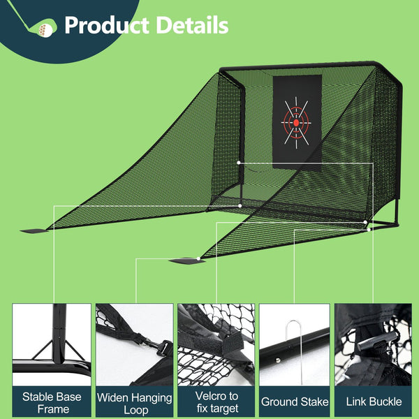 English Elm Golf Practice Net with Auto Ball Return Side Barriers Portable Backyard Hitting Enclosure W1422P416689