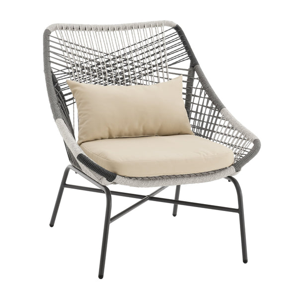 English Elm Ashland 5-Piece Outdoor Conversation Set with UV-Resistant Waterproof Fabric, Rustproof Steel Frame Cream B365P398240