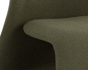 Sunpan SOPHIENE Lounge Chair - Modern Copenhagen Olive Boucle, Sculpted Comfort for Stylish Living Spaces 111486