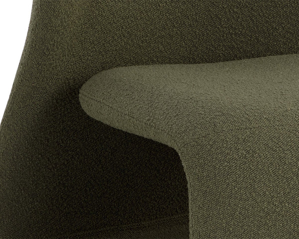Sunpan SOPHIENE Lounge Chair - Modern Copenhagen Olive Boucle, Sculpted Comfort for Stylish Living Spaces 111486