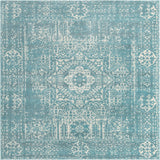 Unique Loom Tradition Bouquet Machine Made Medallion Rug Light Blue, Blue/Gray/Ivory 8' 4" x 8' 4"