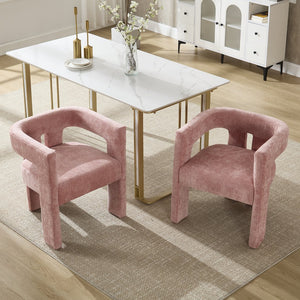 English Elm United We Win Chenille Barrel Accent Armchairs Set of Two for Living Room Dining Pink W1568P389270