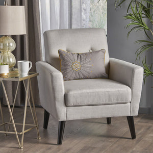 English Elm Christopher Knight Home® - CLUB Vintage-Inspired Fabric Club Chair with Nailhead Trim & Scroll Arms, Birch Legs, Contemporary Comfort LIGHT GREY 31.5 L x 27.75 W x 18.5 H 60848.00LGRY