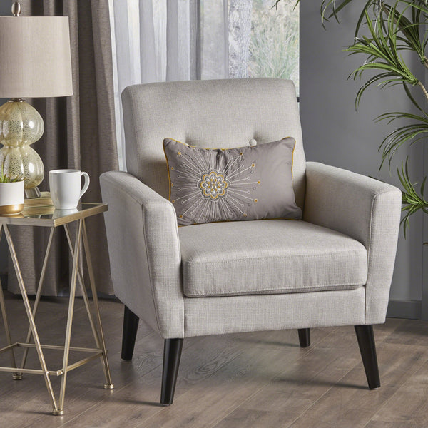English Elm Christopher Knight Home® - CLUB Vintage-Inspired Fabric Club Chair with Nailhead Trim & Scroll Arms, Birch Legs, Contemporary Comfort LIGHT GREY 31.5 L x 27.75 W x 18.5 H 60848.00LGRY
