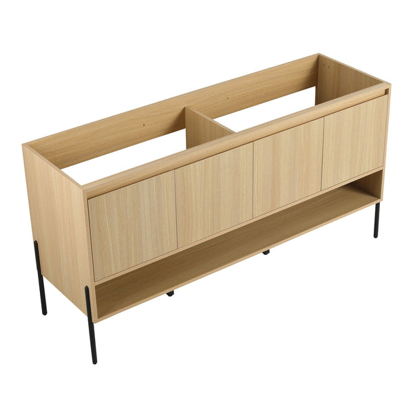 English Elm 60" Freestanding Bathroom Vanity Cabinet Only, 4 Soft-Close Doors, KD Packing, Durable 67.7x23x7.9 W1972P199464