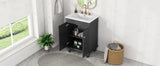 English Elm 24" Black Modern Sleek Bathroom Vanity Elegant Ceramic Sink With Solid Wood Frame, Adjustable Shelf