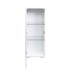 English Elm Storage Cabinet with Aluminum LED Strip Light and Glass Shelves Wall or Floor Mount Space-Saver W331P251042
