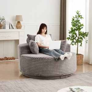 English Elm 55''l 55'l Chenille Swivel Lounge Chair Plush Foam Fill 360 Rotation Modern Living Room W834S00610