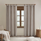 Madison Park Anaheim Casual Plaid Faux Leather Tab Top Curtain Panel with Fleece Lining MP40-6765 Brown