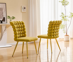 English Elm Ergonomic Velvet Accent Chair Tufted Bubble Weave Gold Legs Glam Seating W3875P446138