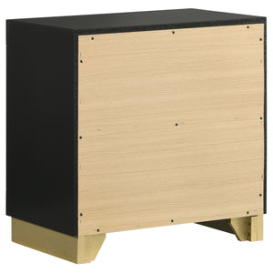 English Elm Black Five Piece California King Bedroom Set with Led Headboard and Metallic Accents B062S01832