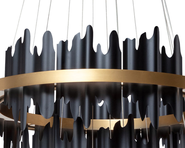 Sunpan Icarus Chandelier - Striking Black and Gold Design for a Stunning Ambience in Any Space Small - W x 36D x 93H
