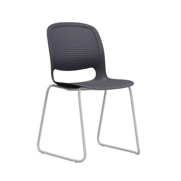 English Elm Modern Stacking Chairs Set of 4 Black – Ergonomic Polypropylene Seats, Steel Frame, Durable 180KG Load W3788P368813