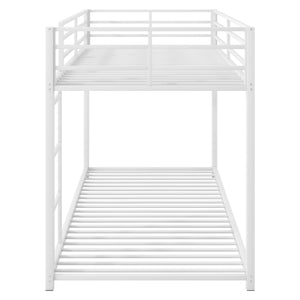 English Elm Twin Over Twin Metal Bunk Bed Low Profile with Full Guardrail Ladder Quiet Steel Frame Sturdy Support White MF285535AAK