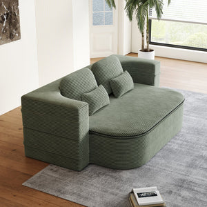English Elm 75''2-In-1 Foldable Sofa Bed, Cozy Corduroy Lounge Chair With Blanket & Pillows For Versatile Relaxation W834P317048