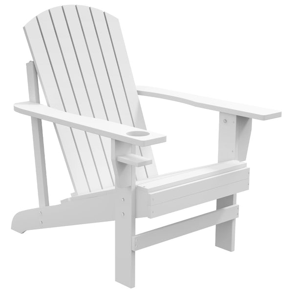 English Elm Outsunny Wooden Adirondack Chair With Cup Holder, Weather-Resistant Outdoor Furniture For Relaxation W2225P174083-GIGA